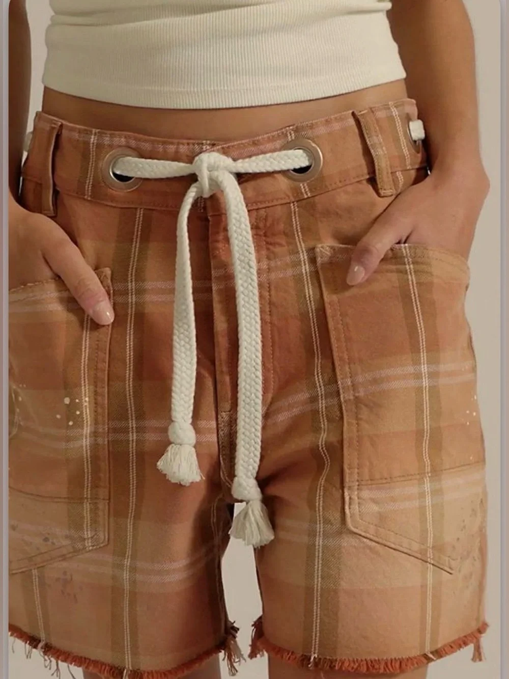 Free People We the Free Plaid Moxie Shorts